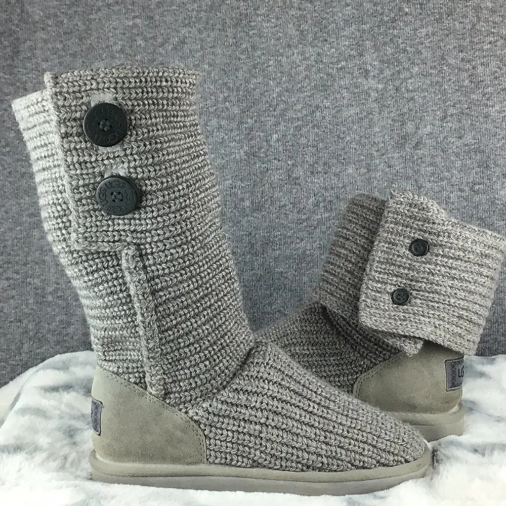 UGG Charcoal Knit Boots with‎ Button Accents Size 5